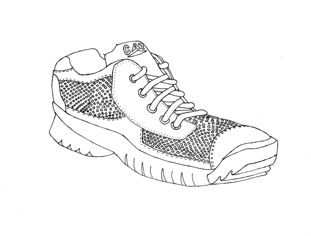 Caterpillar Shoe perspective sketch
